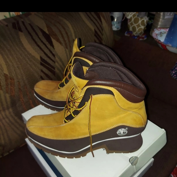 Timberland Wedge Heel Boots Leather Sz 10m - Picture 3 of 16